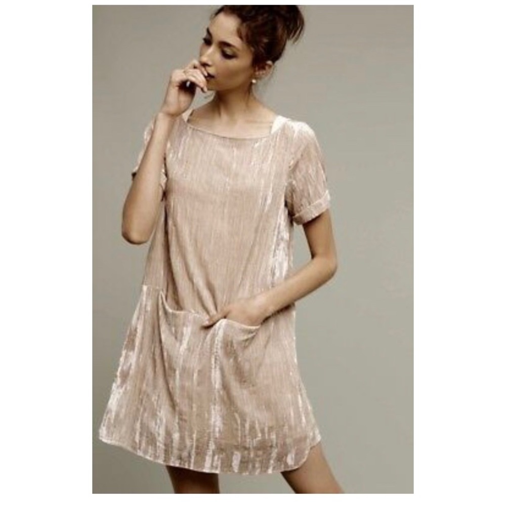 Anthropologie Floreat Crushed Velvet Shift Dress